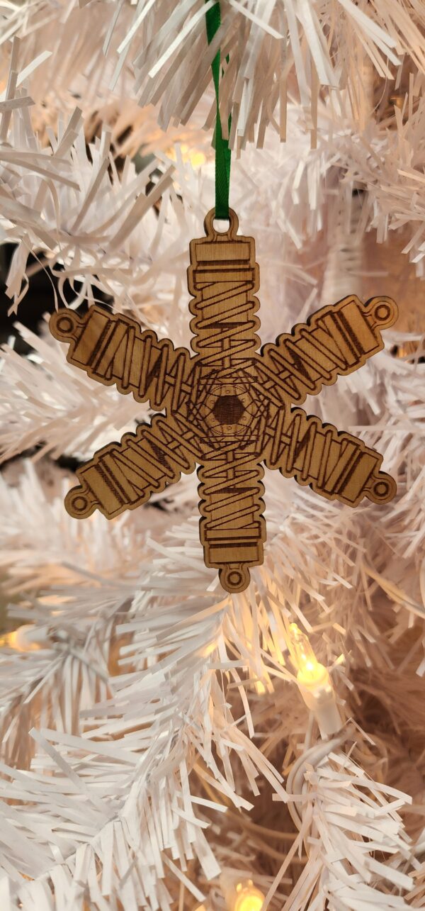 shock and rotor snowflake in a christmas tree.