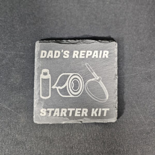 20250526_094512 Dad's Garage Slate Coaster Set – Laser Engraved (Set of 4)