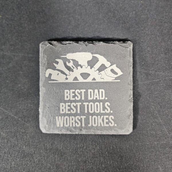 20250526_094524 Dad's Garage Slate Coaster Set – Laser Engraved (Set of 4)