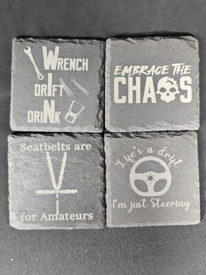 Chaos  Slate Coaster Set – Laser Engraved (Set of 4)