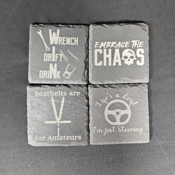 Chaos  Slate Coaster Set – Laser Engraved (Set of 4)