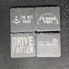 Track Talk Slate Coaster Set – Laser Engraved (Set of 4)