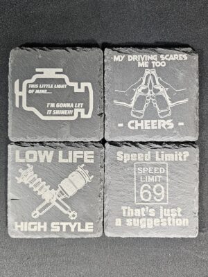 Drivers Slate Coaster Set - Laser Engraved (Set of 4)