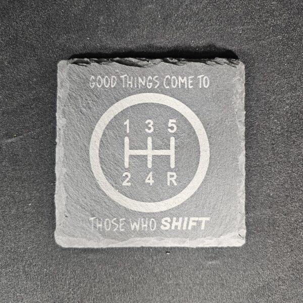 20250526_095753 Driven with Sass Slate Coaster Set – Laser Engraved (Set of 4)