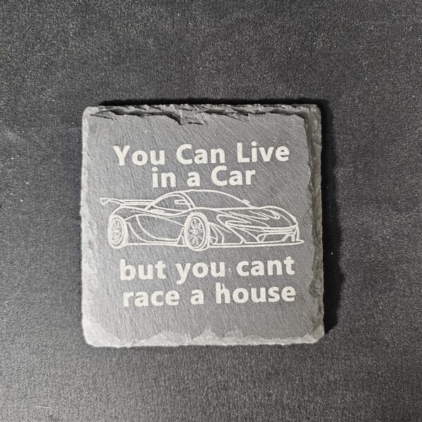 “Born to Race” Slate Coaster Set – Laser Engraved (Set of 4)