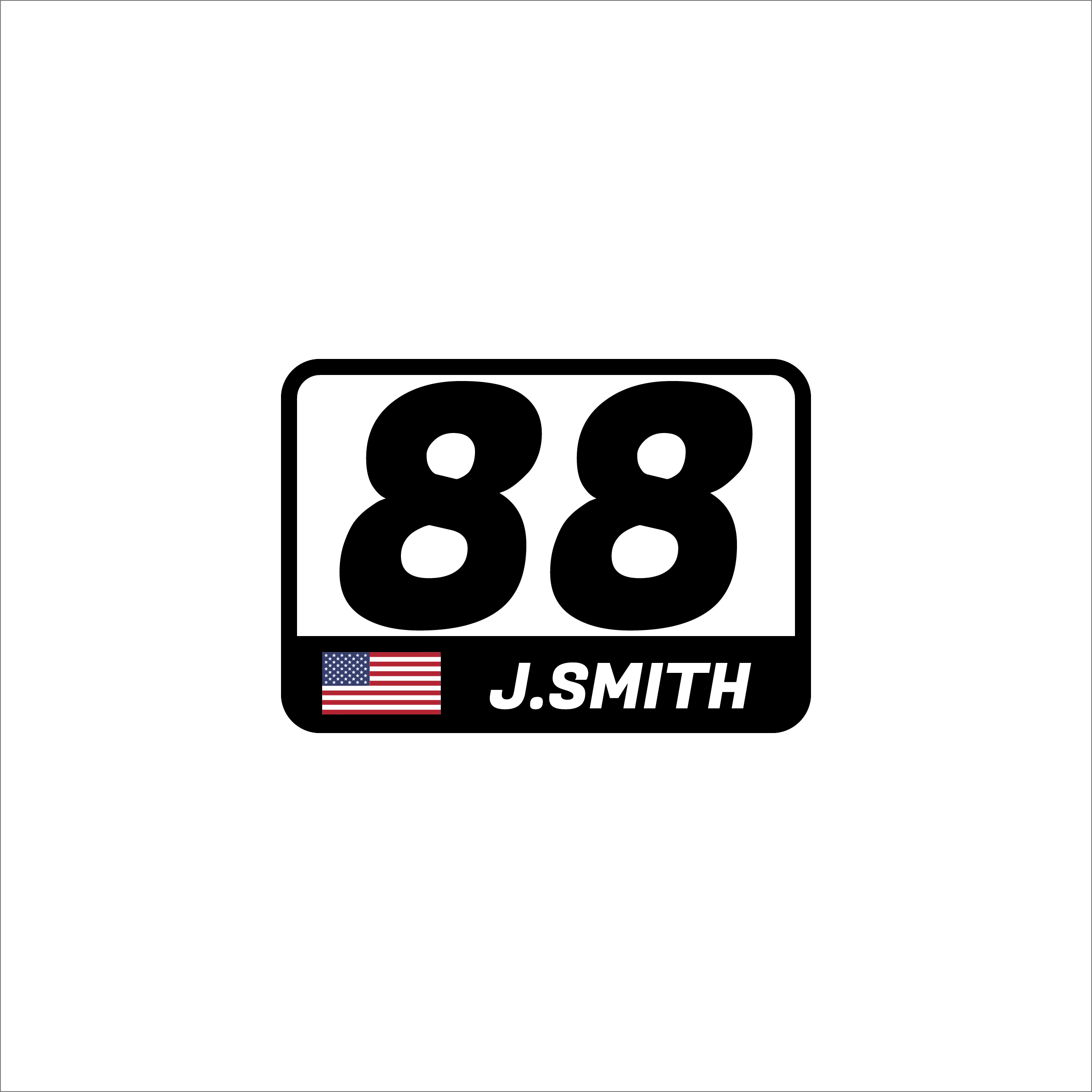 Magnetic Rectangular Panel - Numbers Flag And Name
