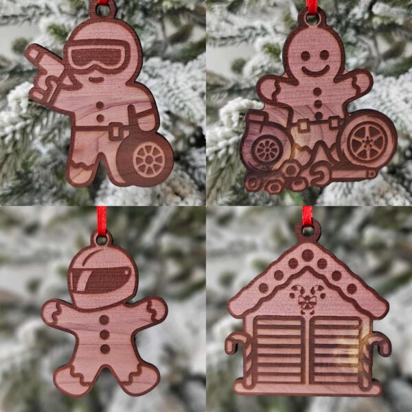 Cedar Racing Gingerbread Ornament Set of 4
