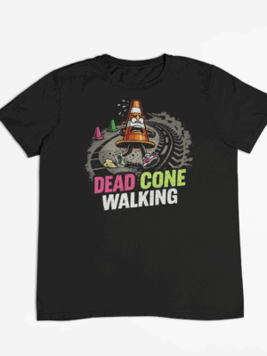 Dead Cone Walking Graphic T on Black Tshirt for autocross